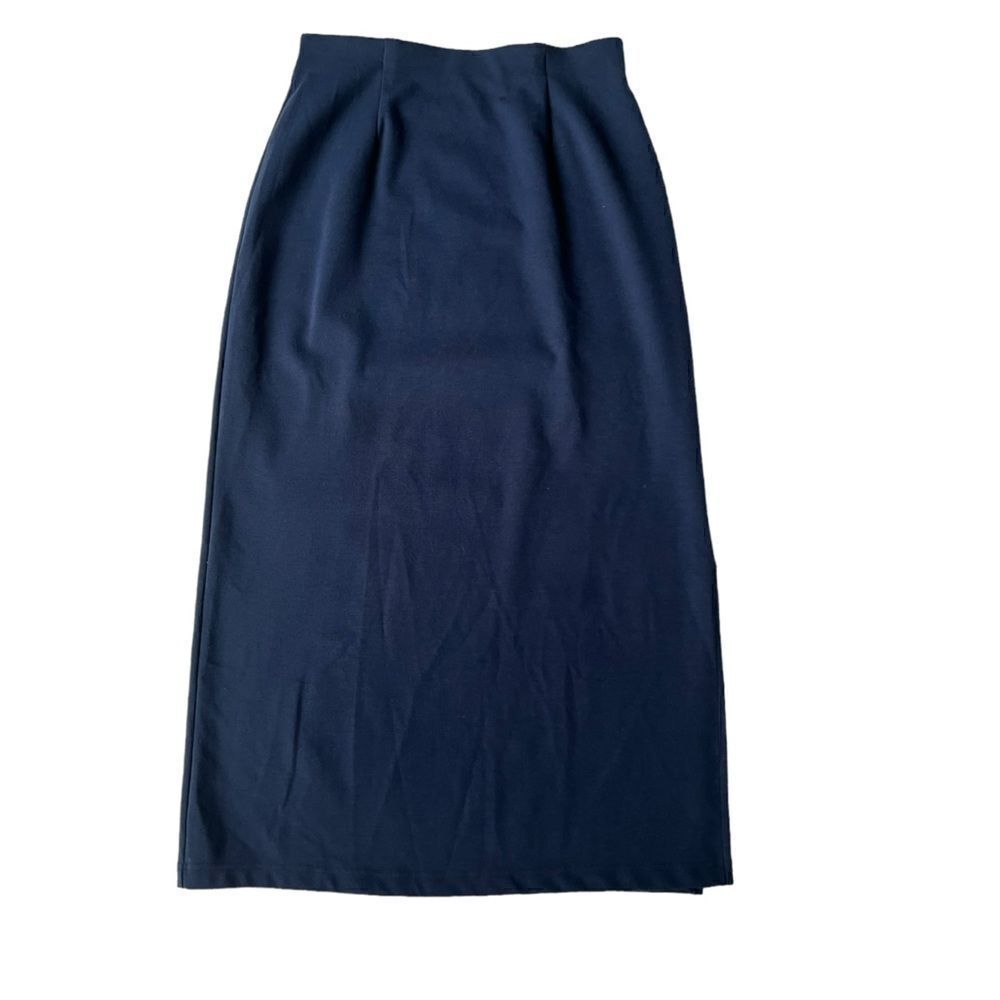 Karen Scott Women's Blue Pull On High Waist  Stretch Side Slit Maxi Skirt sz L